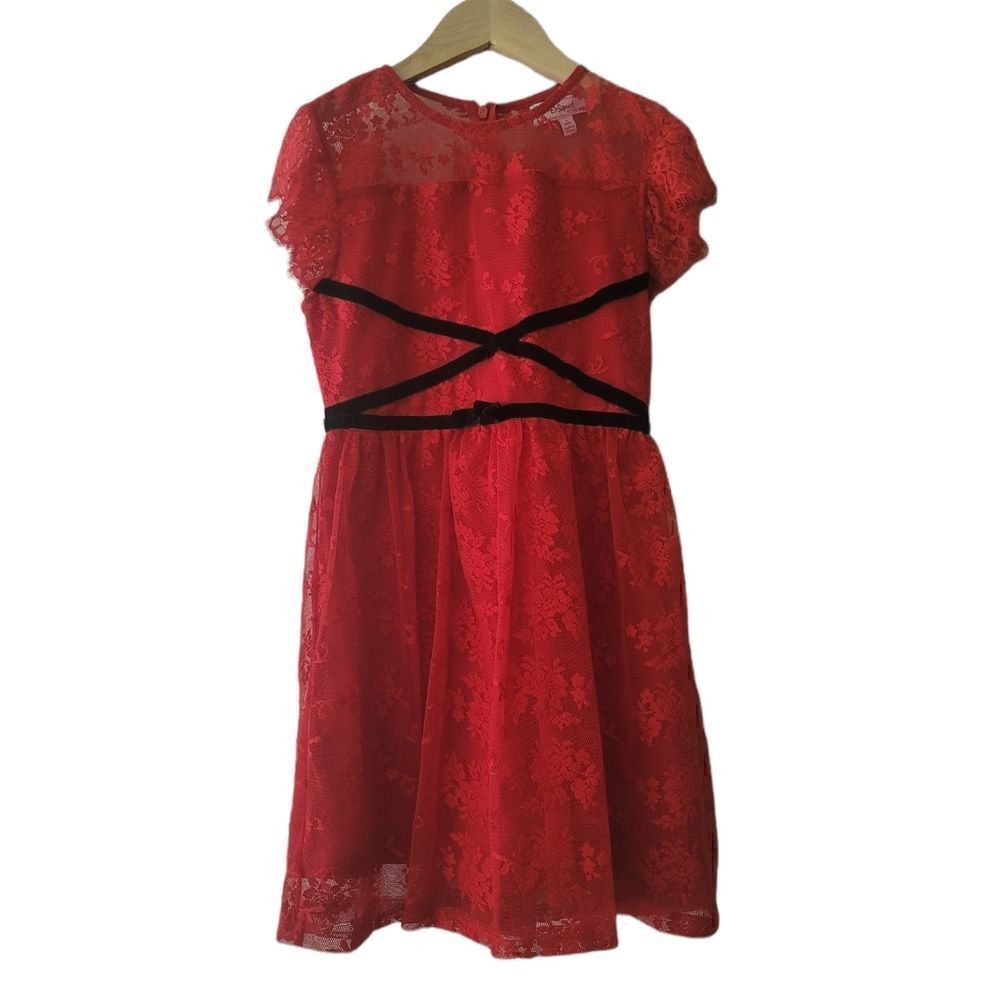 Disney D-Signed Girls Red Laced Short Sleeve Dress - Size 7/8